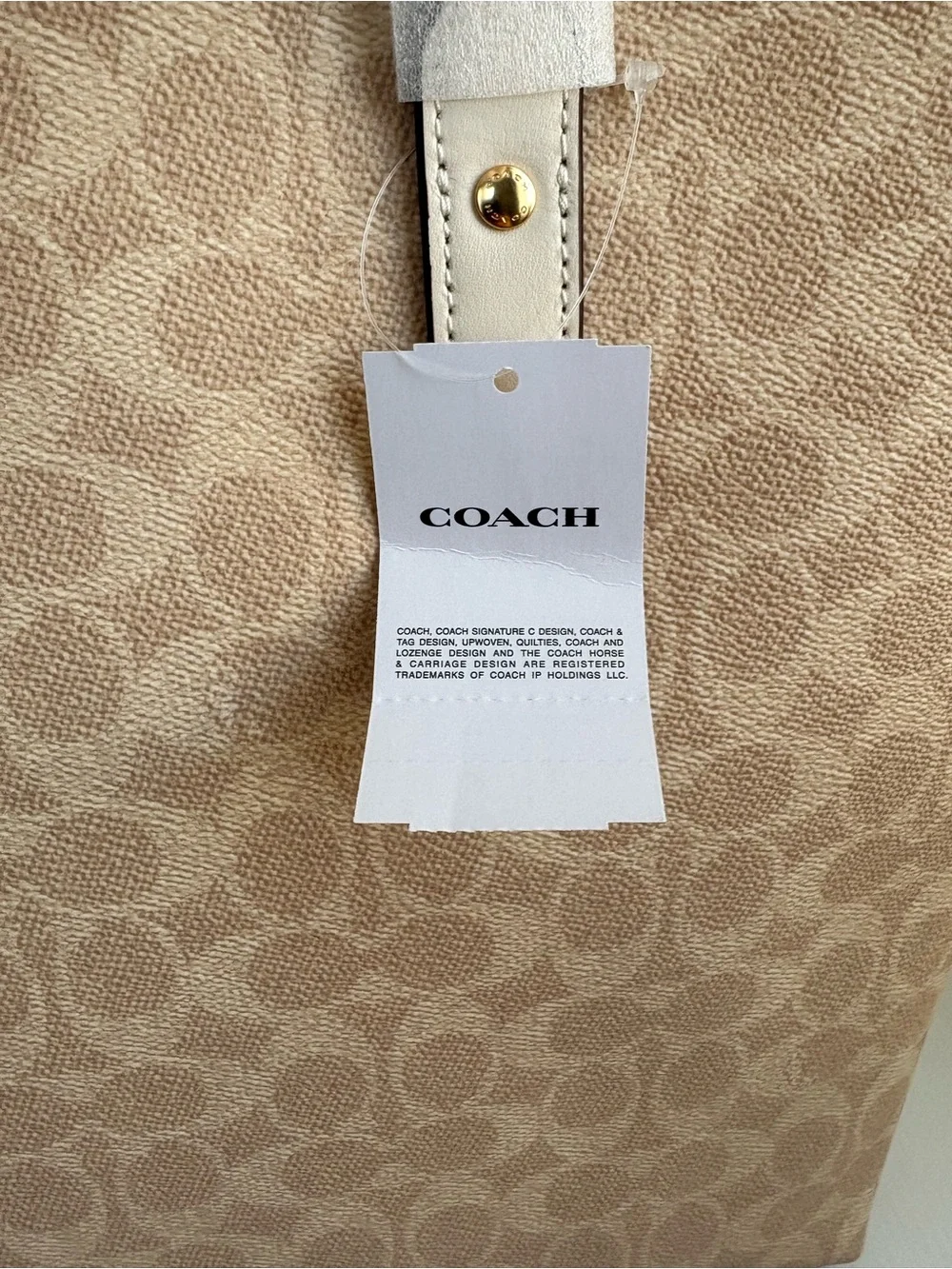 Coach Town Tote in Signature Coated Canvas # CBQ46 Khaki/Chalk Shoulder Bag XL